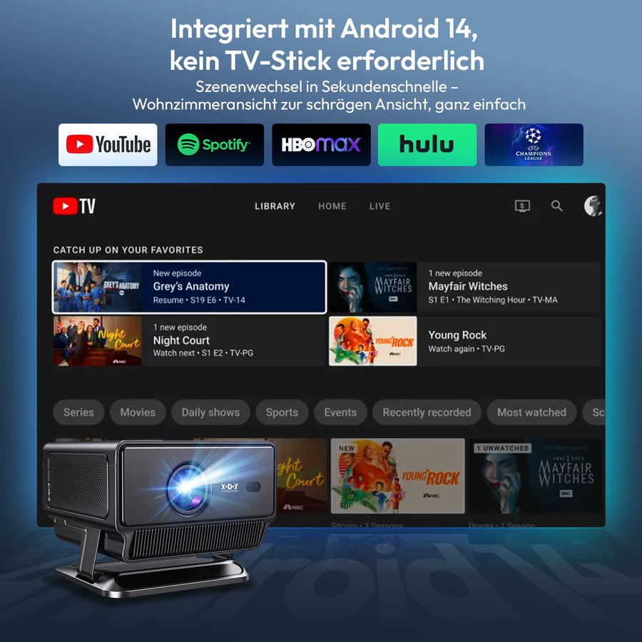 XGODY Gimbal A8 Business-Projektor mit 1200 ANSI, Android 14, KI-Autofokus und 4K/8K Unterstützung, Native 1080p Full HD Auflösung, Schwarz - Bild 5