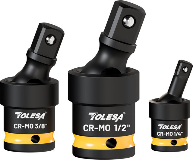 TOLESA 3-teiliges Universal-Gelenksteckschlüssel-Set aus Chrome-Molybdän in Schwarz mit 1/2 Zoll, 3/8 Zoll und 1/4 Zoll U-Gelenkadaptern - Bild 1