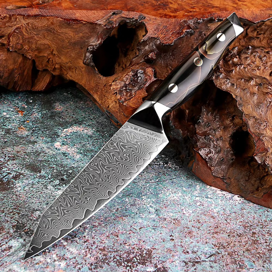 Xituo Damaststahl Allzweckmesser mit Kupfer-Platin-Harz-Griff in Multicolour, 5 Zoll Paring Knife - Bild 3