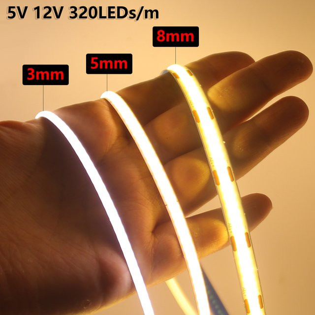 GAHADA COB LED-Streifen flexibles LED-Band mit 120 LEDs/m für Küche und Möbel, Warmweiß - Bild 1