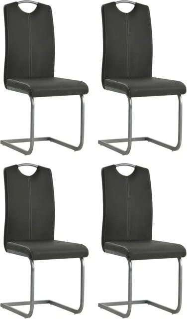 Set aus 4 vidaXL Freischwingern in Grau aus Kunstleder und Stahl - Bild 1