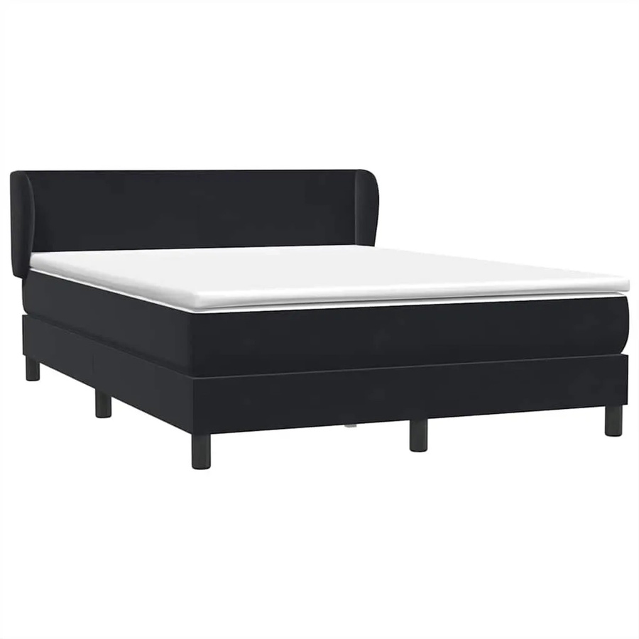 vidaXL Boxspringbett mit Matratze in Schwarz aus Samt, Hybrid-Modell mit Taschenfederkern, B/T/H: 160 x 210 x 78 cm - Bild 2