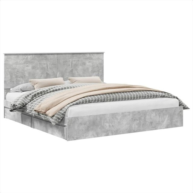 vidaXL Stauraumbett mit Schubladen in Betongrau aus Holzwerkstoff, B/T: 200 x 200 cm - Bild 1
