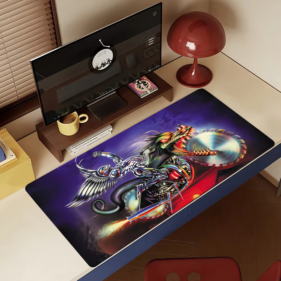 Rock Band J-Judas P-Priest Mauspad in Multicolour, große rutschfeste und wasserdichte Tastaturunterlage mit genähtem Rand für Gaming und Büro - Bild 6