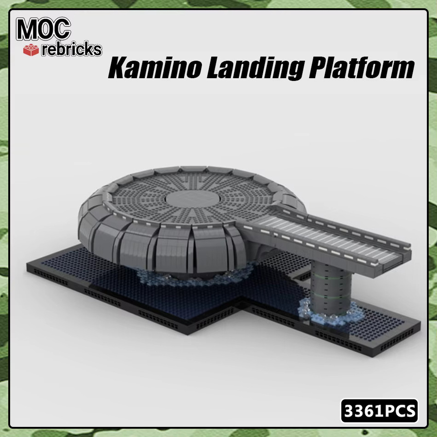 MOCREBRICKS Sci-Fi Galaktischer Raumhafen Baustein-Set in Grau mit Raumschiff-Landeplattform und Ozeanbasis-Dockstation als Modell für Erwachsene - Bild 1