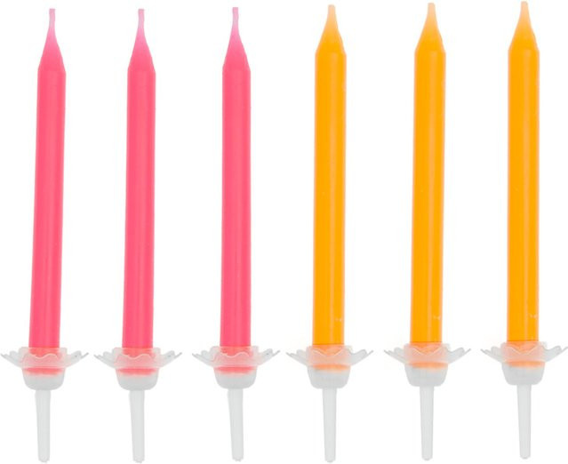 Rico Design Kerzenset Neon mit Tealights und Stabkerzen in Orange, Pink und Transparent - Bild 1