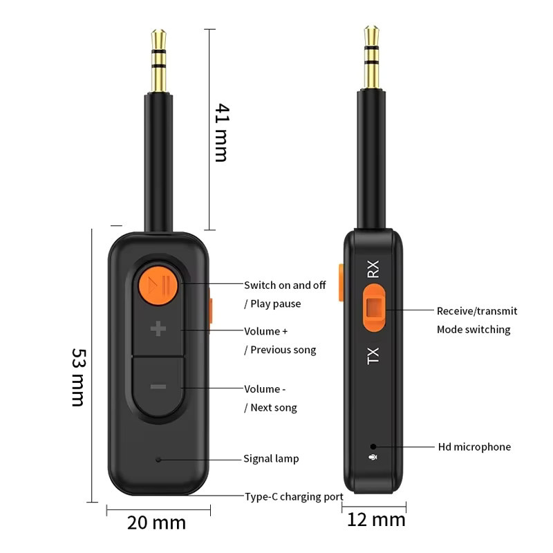 Kebidumei 2-in-1 Bluetooth 5.4 Sender und Empfänger in Schwarz mit 3,5 mm Klinkenanschluss für TV, PC, Kopfhörer und Auto - Bild 6