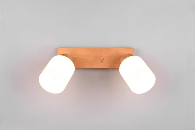 Reality Strahler Assam 2-flammig Wandleuchte aus Holz und Glas in Weiß und Naturholz - Bild 1