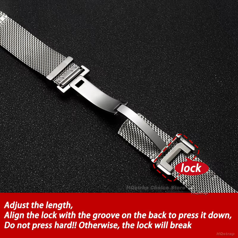 HQstrap Uhrenarmband Edelstahl, Milanese Mesh, Silber, Herren, 20 mm 22 mm - Bild 3