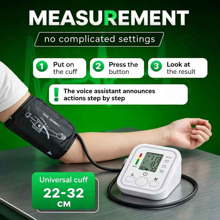 AiQUE Automatisches Oberarm-Blutdruckmessgerät in Weiß mit 22-32 cm Manschette für die häusliche Gesundheitspflege - Bild 5