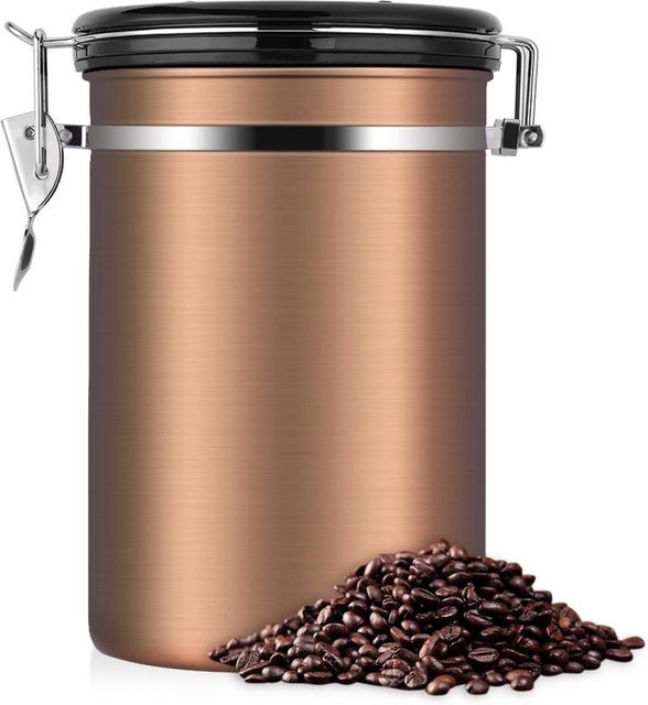 Luftdichter Kaffeebehälter aus Edelstahl von CosyHome in Schwarz und Gold mit 1,8 l Fassungsvermögen - Bild 1