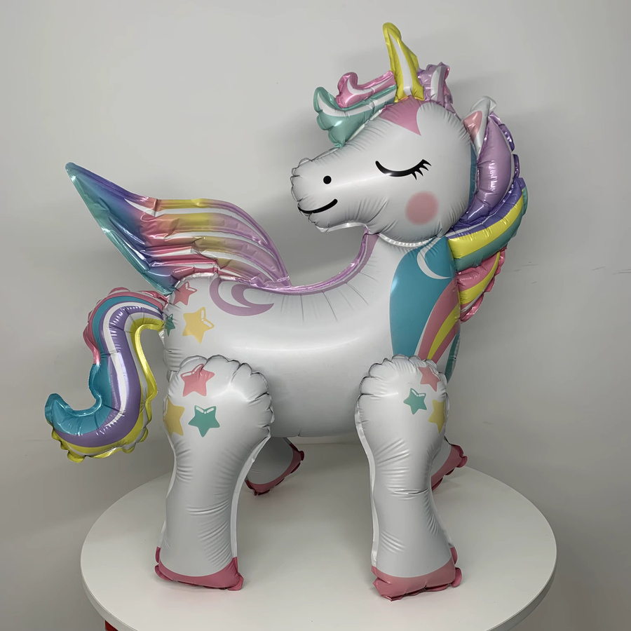 KUKUZHU Einhorn-Folienballon mit Sockel in Multicolour als Tischdekoration für Kindergeburtstage und Partys - Bild 1
