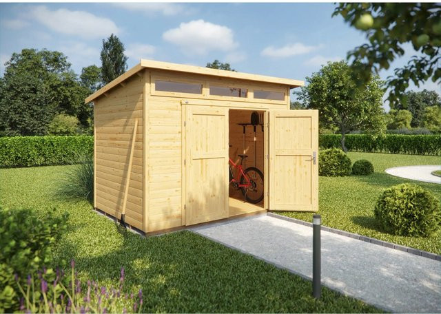 WEKA Gartenhaus 264 aus Massivholz mit Pultdach in Braun, B/H/T: 330 x 239 x 285 cm - Bild 1