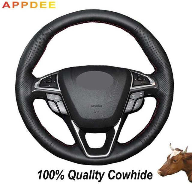 APPDEE Lenkradbezug aus echtem Leder in Schwarz für Ford Fusion Mondeo und Edge - Bild 1