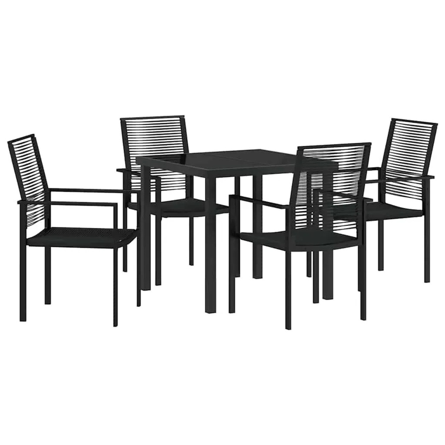 vidaXL 5-teiliges Garten-Esstisch-Set aus schwarzem PVC-Rattan und Stahl für Terrasse und Balkon - Bild 2