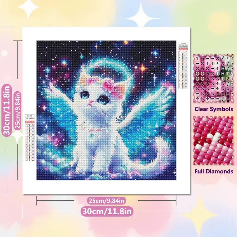 EverShine Diamantmalerei Katze DIY Mosaik Set mit Flügeln, Rund, Mehrfarbig - Bild 2