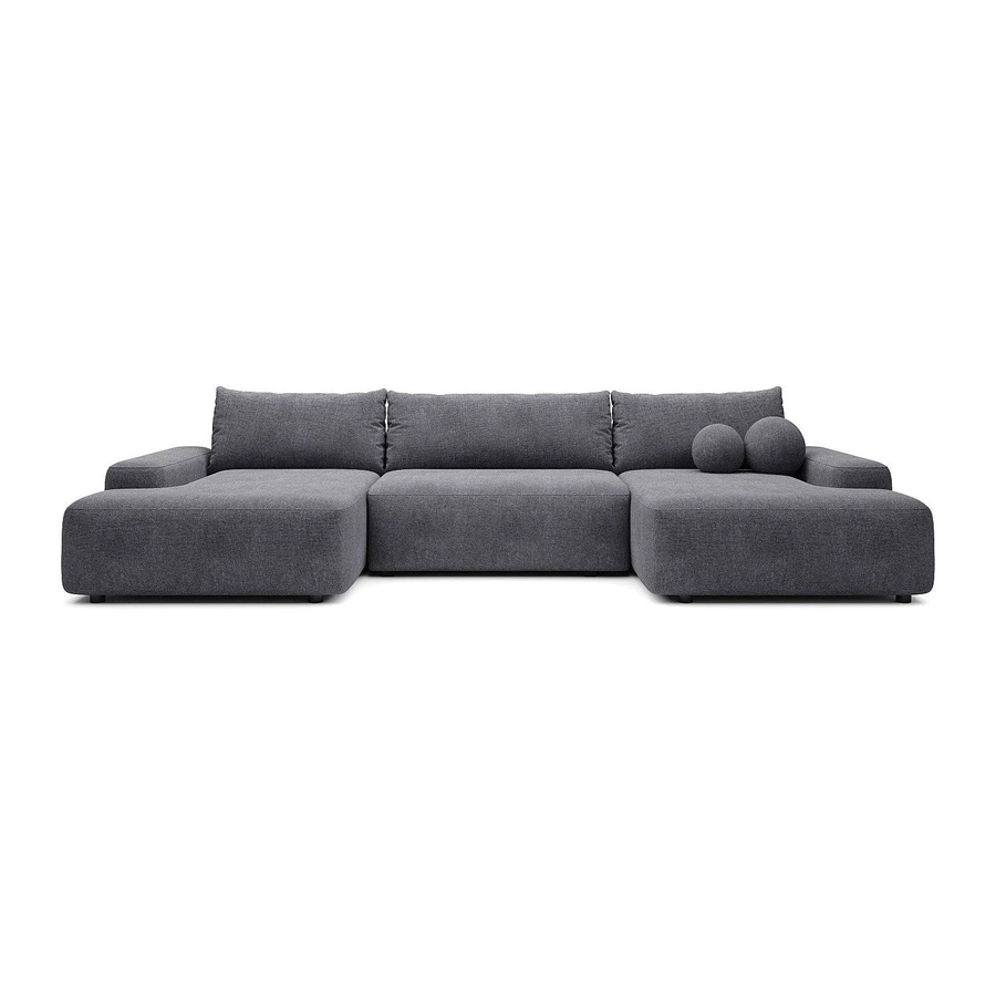 Vente-unique Schlafsofa Daviso in Grau mit L-Form und Schlaffunktion - Bild 2
