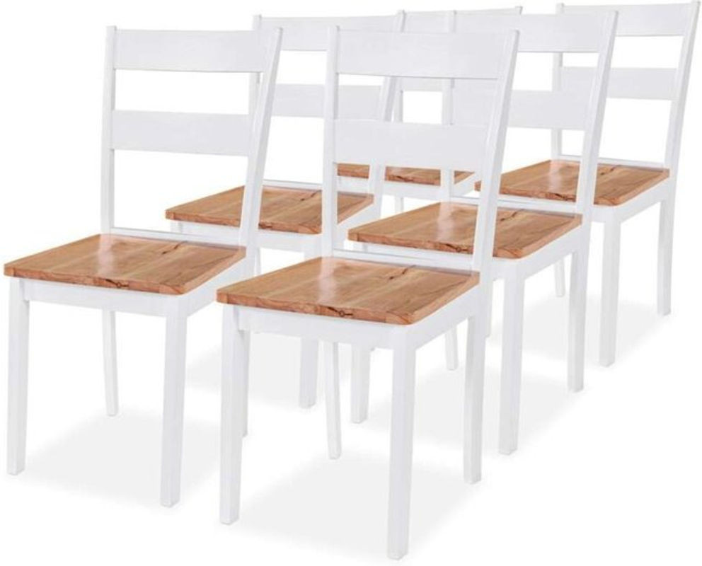 Prolenta Premium Esszimmerstühle Set 6er Pack aus Massivholz Kautschukbaum in Braun, Weiß oder Schwarz/Weiß im klassischen Landhausstil - Bild 1