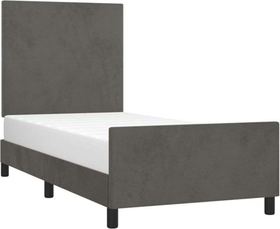 Vidaxl Polsterbett aus Samt und Massivholz in Anthrazit, B/T/H: 90 x 190 x 128 cm - Bild 1