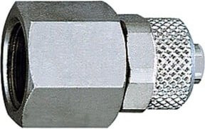 Riegler Gerade Aufschraubverschraubung aus Messing, G 1/8 Zoll, für Schlauch 6/4 mm, vernickelt in Silber - Bild 1