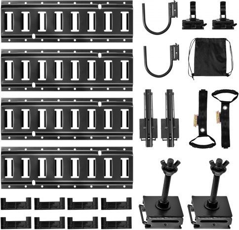 VEVOR E-Track Zurrschienen-Set Schwarz, 4er-Pack 0,4 m mit Zubehör für Transporter und Anhänger - Bild 1