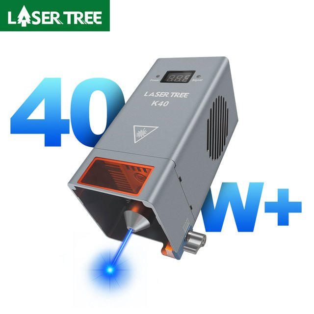 Laser Tree K40 Laser Modul mit 40W optischer Leistung, 450nm blaues Licht, 8 Dioden, TTL-Steuerung und Luftunterstützung, Farbe: Blau/Grau - Bild 1
