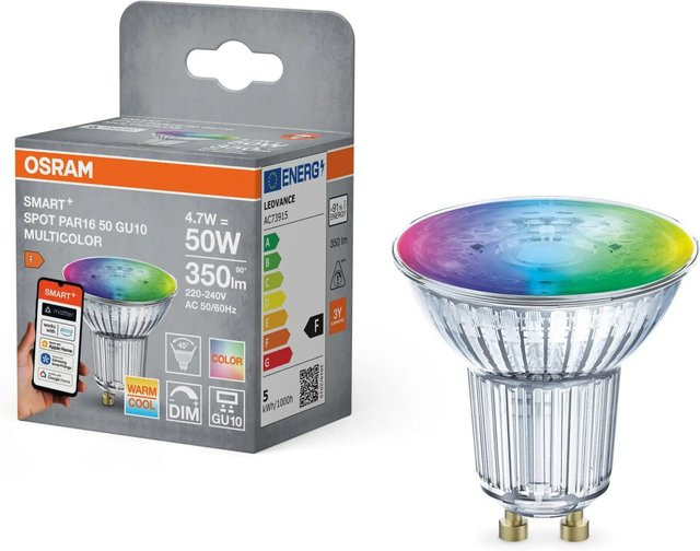 Osram Smart+ Matter LED Leuchtmittel GU10 PAR16 Reflektorform RGBW 4,7 W dimmbar multicolor - Bild 1