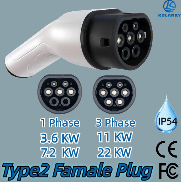 Kolanky Typ 2 EV-Ladestecker IEC 62196 Konverter für Elektroautos 16A 3,6KW und 32A 7,2KW Weiblich - Bild 1