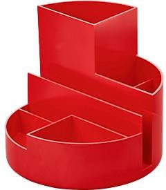 Stifteköcher MAULrundbox eco mit 6 Fächern sowie Zettel- und Brieffach, Rot, Durchmesser: 14 cm, Höhe: 12,5 cm - Bild 1