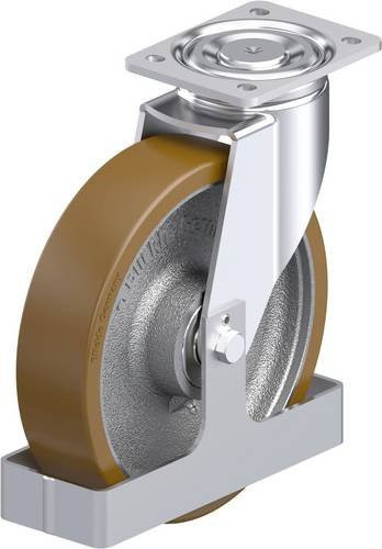 Blickle Stahlblech-Lenkrolle LH-GB 250K-FS in Silber mit 250 mm Rad-Durchmesser und 900 kg Tragfähigkeit - Bild 1