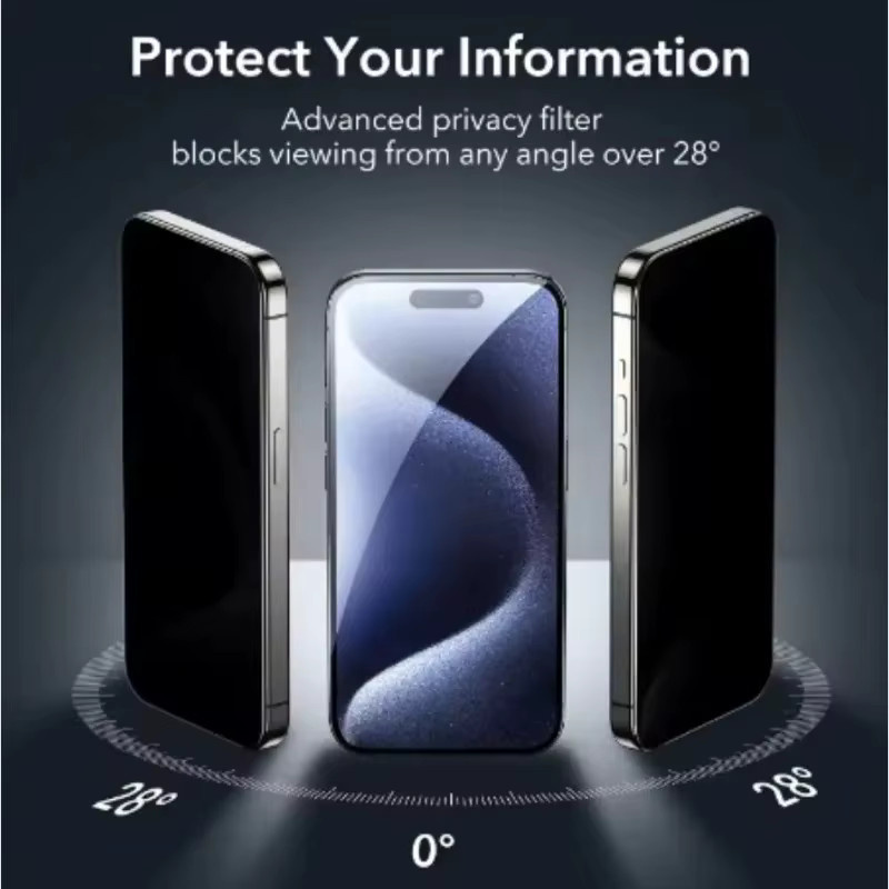 3er Pack Anti-Spy Displayschutzfolie aus gehärtetem Glas für Apple iPhone 17 16 15 14 Pro Max 16e Air 17 Pro 14 15 16 Plus 13 12 Pro Mini - Bild 5