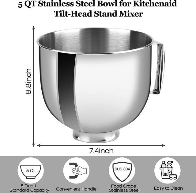 KitchenAid Zubehörset aus Edelstahl in Silber für 5-Liter-Kippkopf-Küchenmaschinen - Bild 1