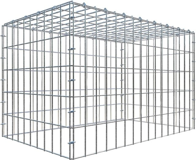 Gabiona C-Ring Anbaukorb Typ 3 in Silbergrau, B/T/H: 50 x 80 x 50 cm, Maschenweite 5 x 10 cm - Bild 1