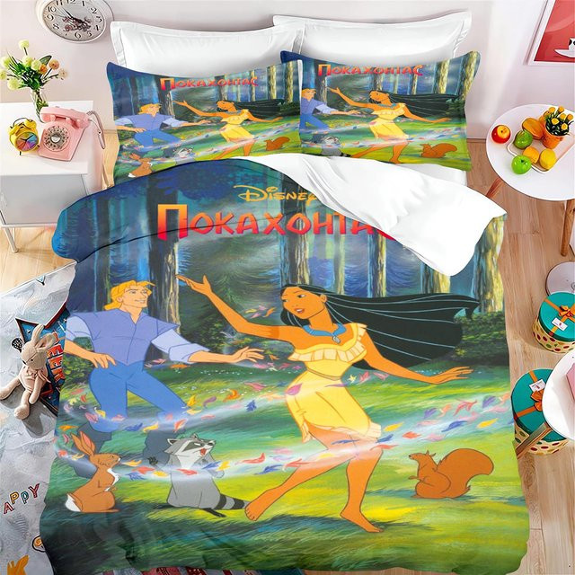 Paslu Bettwäsche Set Pocahontas Anime Design, 3-teilig, Mehrfarbig, 100% Polyester, B/H: 140 x 210 cm - Bild 1