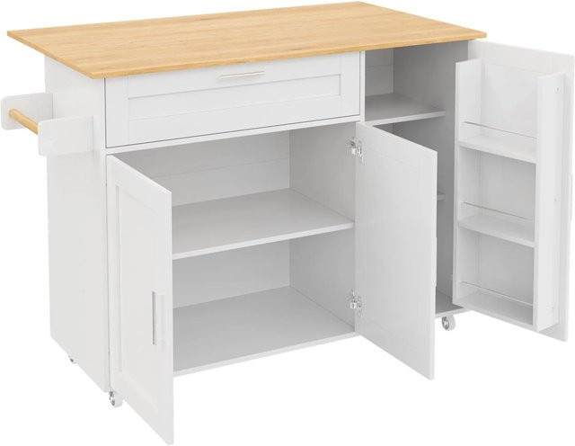okwish Küchentisch mit klappbarer Arbeitsplatte in Weiß, B/T/H: 132,5 x 44-70 x 90 cm - Bild 1