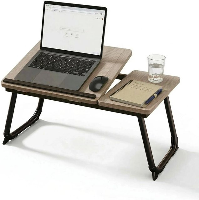 Relaxdays Laptoptisch in Schwarz mit Holzoptik, höhenverstellbar und neigbar, B/T/H: 56 x 33 x 23,5 cm - Bild 1