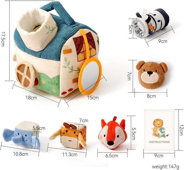 Binchi Fitness Montessori Weiche Bauernhoftiere, Spielzeug, Grau, ab 0 Jahre - Bild 1