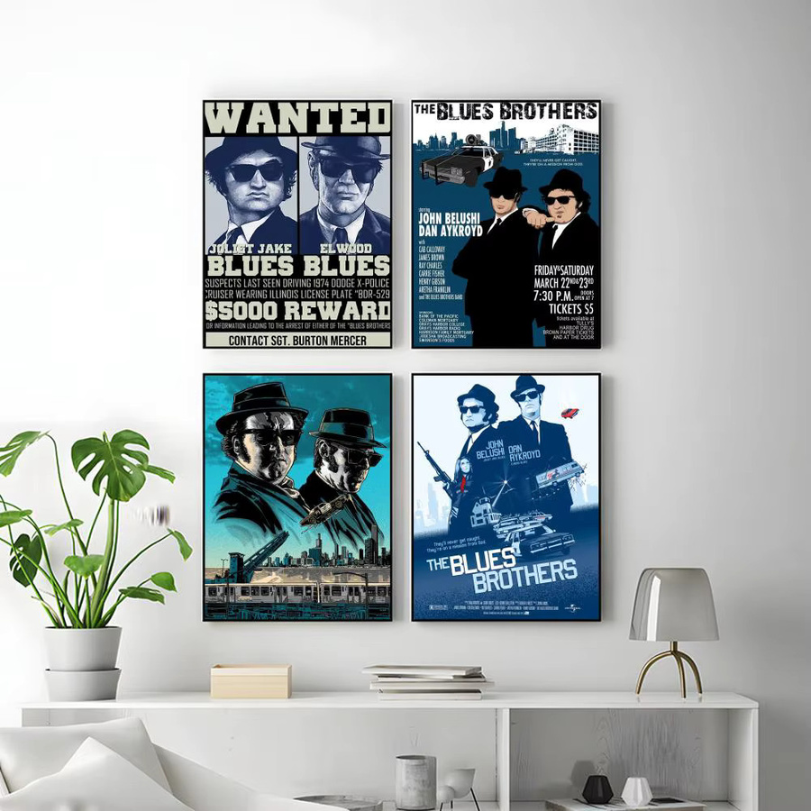 B-Blues B-Brothers Vintage-Filmplakat selbstklebend Wanddekoration im Hochformat - Bild 2
