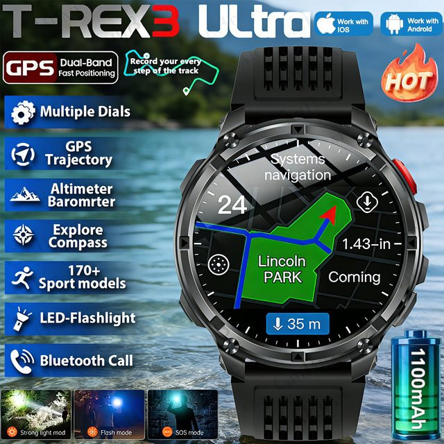 ChiBear Smartwatch, Schwarz, 1,7 Zoll, 5 ATM, Herren - Bild 1