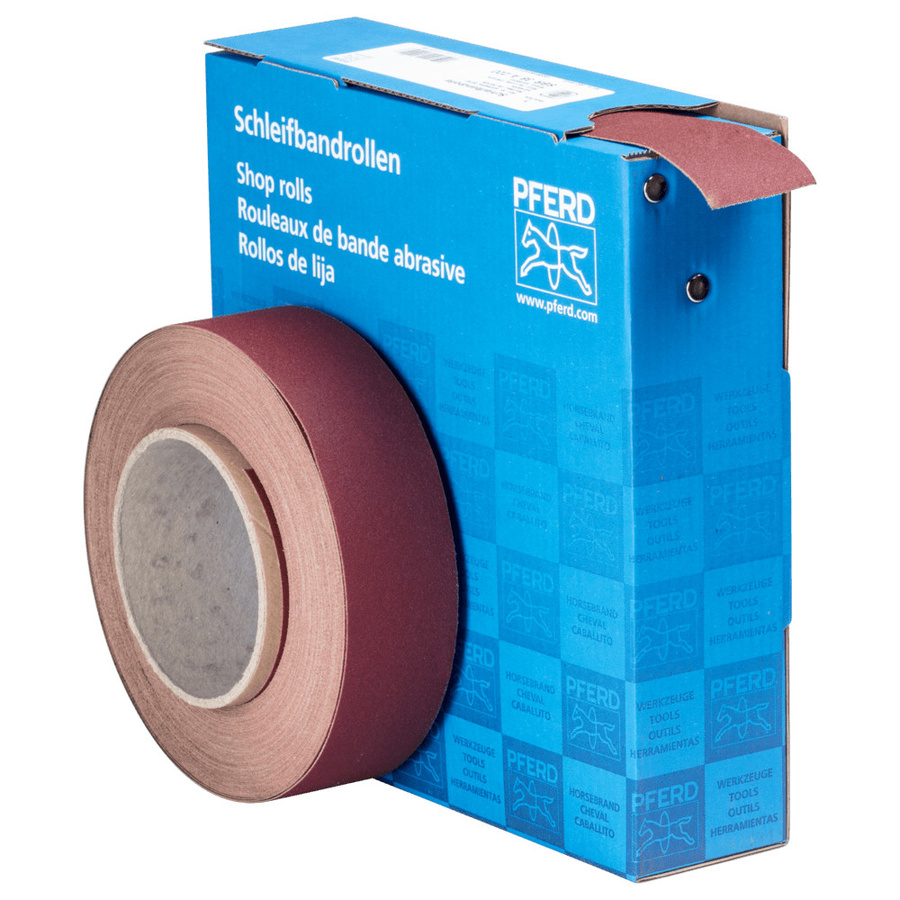 PFERD Korund Schleifbandrolle SBR für universelle Anwendung, Körnung 220, Farbe Rot, Breite: 3,8 cm, Länge: 25 m - Bild 2