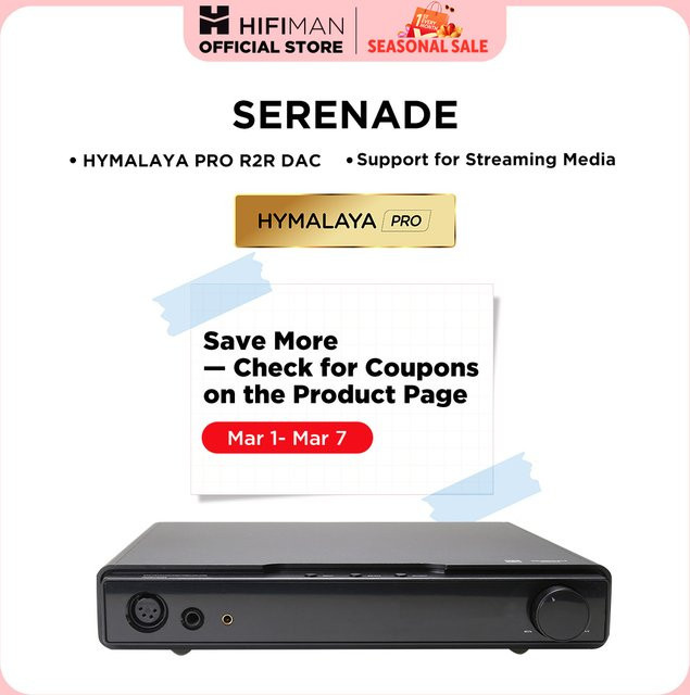 HIFIMAN SERENADE Hi-Fi-DAC und Klassen-A-Kopfhörerverstärker mit HYMALAYA PRO R2R DAC, Netzwerk-Streaming via LAN, Schwarz - Bild 1