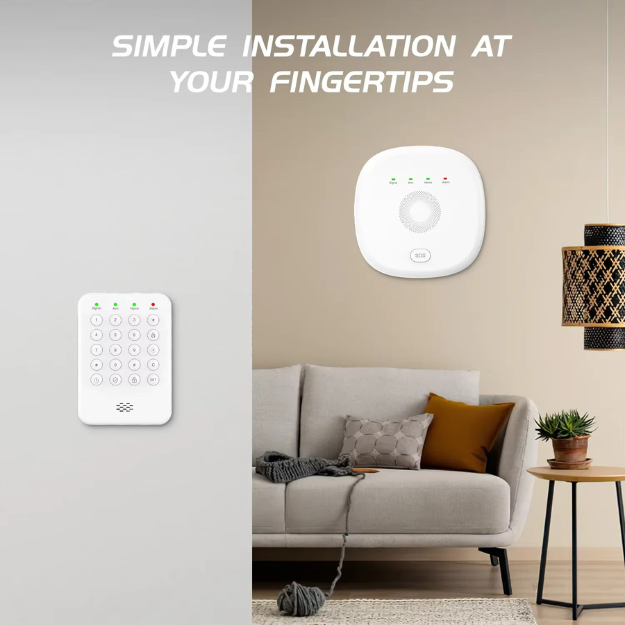 PGST Drahtloses WLAN-Alarmsystem Smart Home Sicherheitsset in Weiß mit Türsensor, Bewegungsmelder, SOS-Tastatur und APP-Steuerung - Bild 2