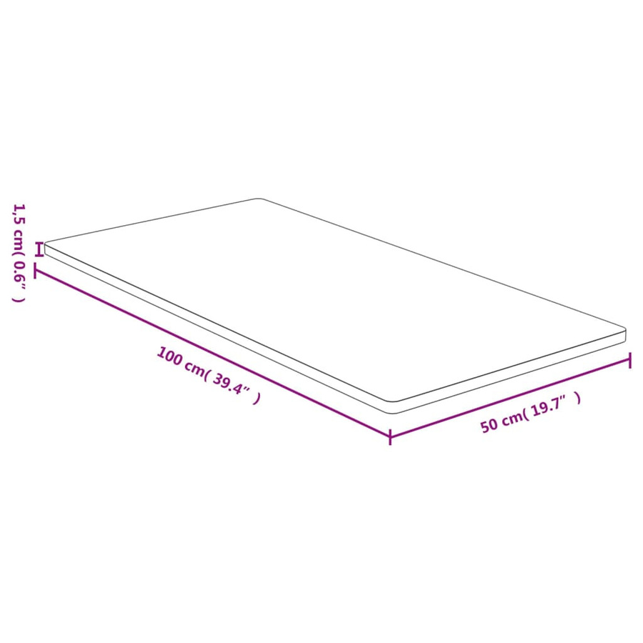 vidaXL Tischplatte aus Bambus, beige, B: 100 cm, T: 50 cm, H: 1,5 cm - Bild 2