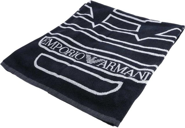 Emporio Armani EA7 Strandtuch mit großem Logo in Dunkelblau, One Size - Bild 1