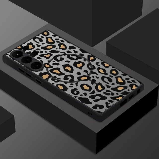 Magnetische Luxus-Handyhülle mit Leopardenmuster für Samsung Galaxy S25 S24 S23 S22 S21 S20 Ultra FE Plus, Matte PC Hülle, Multicolour - Bild 1