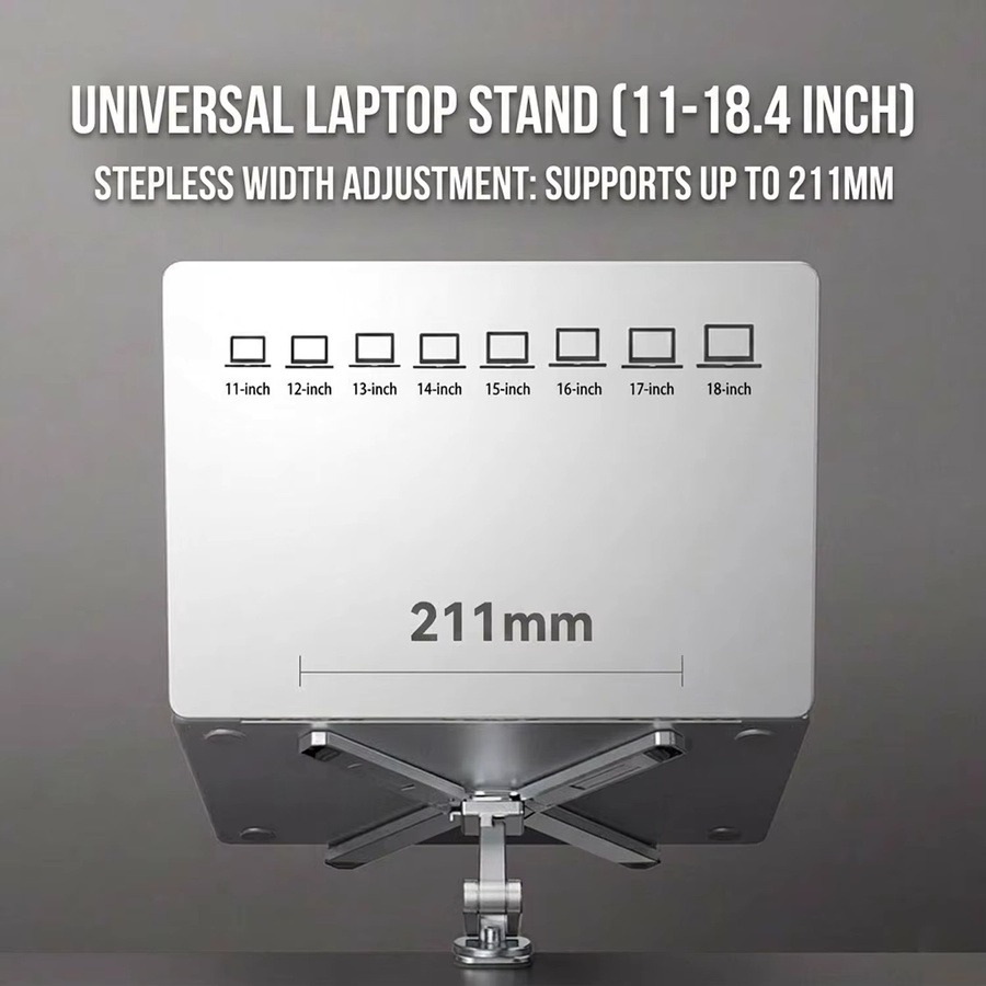 Ideaway 2-in-1 Laptop-Ständer mit 360 Grad drehbarer Basis und abnehmbarem Tablet-Arm aus Metall, faltbar, Farbe: Silber/Grau - Bild 3