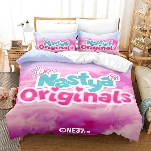 Like Nastya Bettwäsche Set mit 3D Anime Design für Kinder und Erwachsene, Bettbezug mit Reißverschluss, B/H: 135 x 200 cm - Bild 1