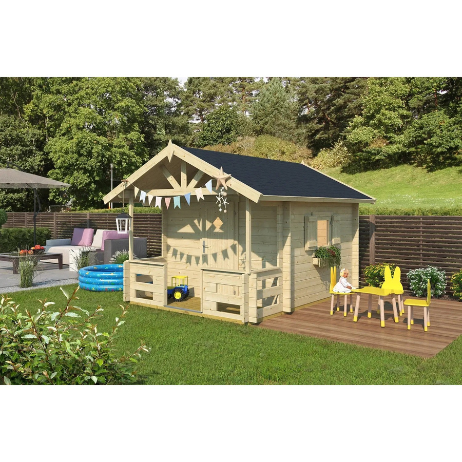 Lasita Maja Kinderspielhaus Lido aus naturbelassenem Fichtenholz in Braun-beige Natur, B/T/H: 269 x 211 x 330 cm - Bild 2