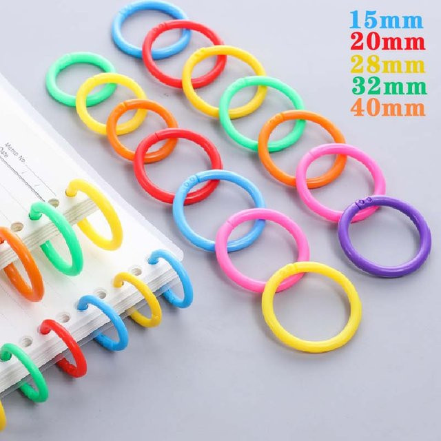 50 Stück Plastik-Ringbinder in Multicolour für DIY-Alben und Büro, Durchmesser: 28 mm - Bild 1