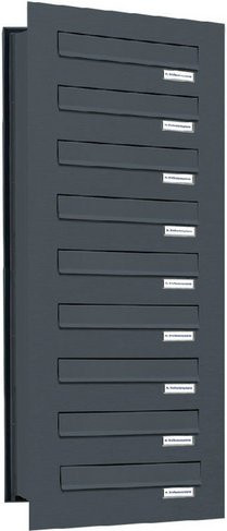 AL Briefkasten für 9 Parteien, Mauerdurchwurf, grau, B/H/T: 153,26 x 103,5 x 48,0 cm - Bild 1